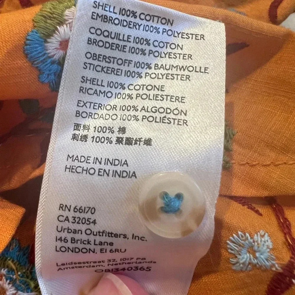 NWT new XS Anthropologie pilcro embroidered surf button down top floral gold - Picture 11 of 17